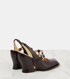 Loewe Onda brushed leather slingback pumps