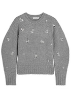 Simkhai Caroline Embellished Wool and Cashmere-blend Jumper Grey