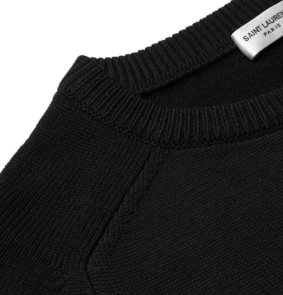 Saint Laurent - Logo-Embellished Wool Sweater - Men - Black