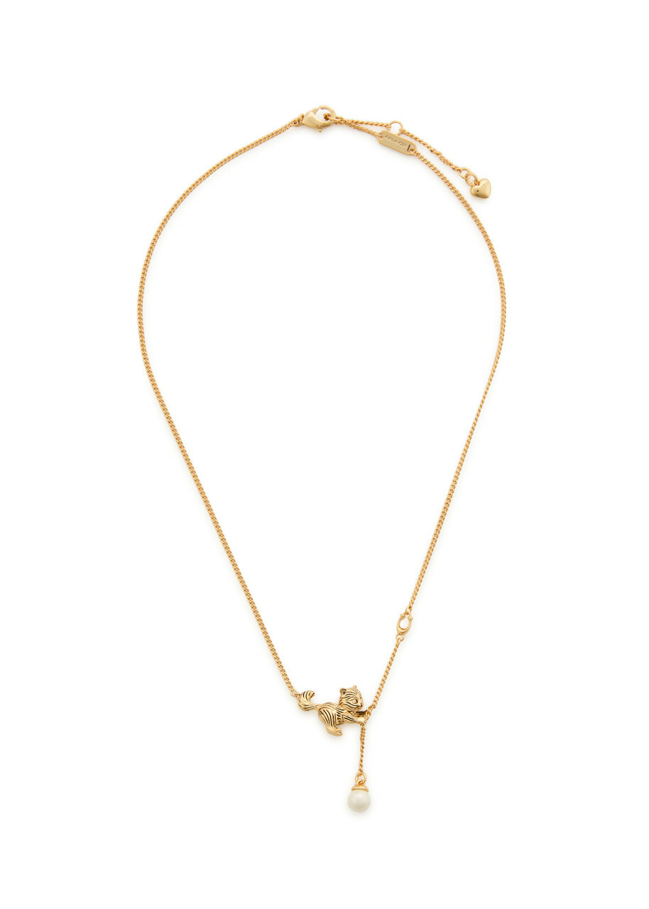 Coach Cat and Pearl Pendant Necklace - One Size