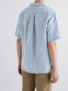 NN07 - Brad Distressed Garment-Dyed Linen Polo Shirt - Blue