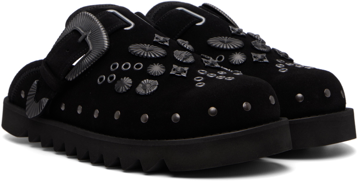 Toga Virilis Black Eyelet Metal Sabot Loafers
