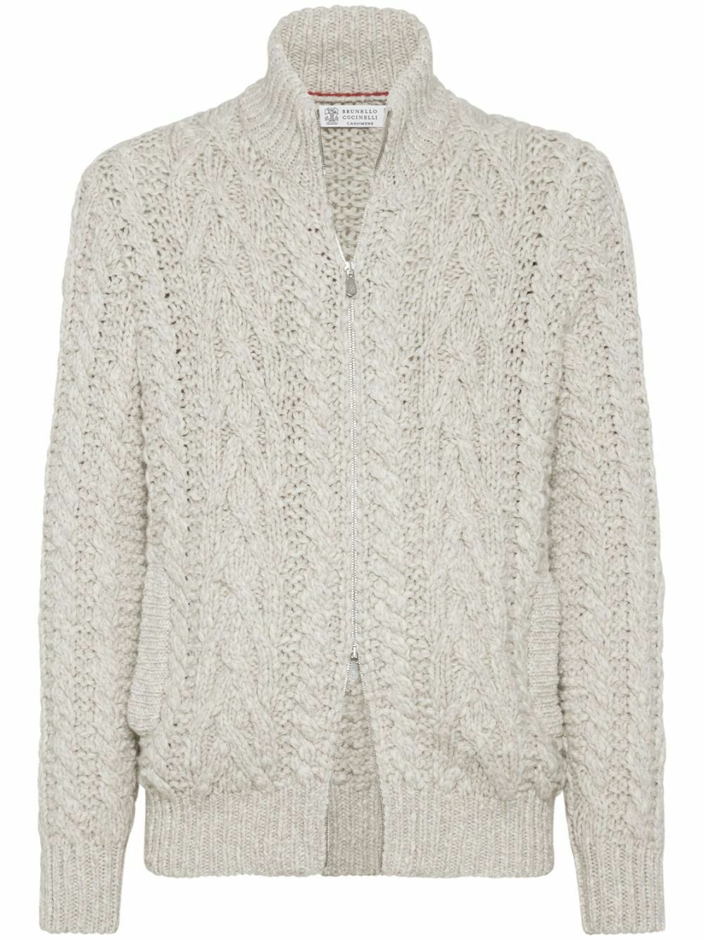 Brunello Cucinelli Women Cable & Mesh Jute And Cotton Cardigan With Hood And Shiny Zipper Pull main image 1