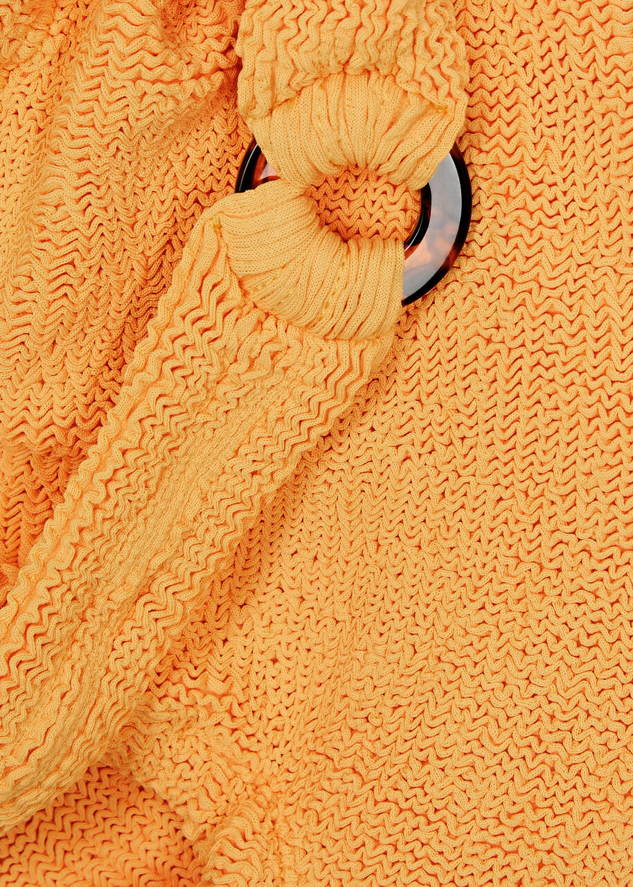 Hunza G - Domino Seersucker Swimsuit, Orange, One Size, Scoop-Neck, Elasticated, Hand Wash, Hunza G Domino