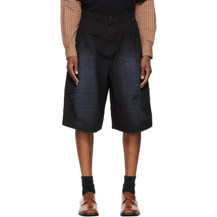 Photo: We11done Black Washed Bermuda Cargo Shorts