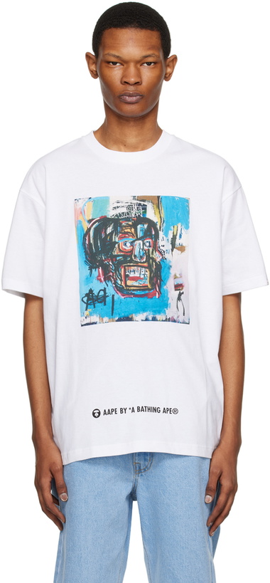 Photo: AAPE by A Bathing Ape White Printed T-Shirt