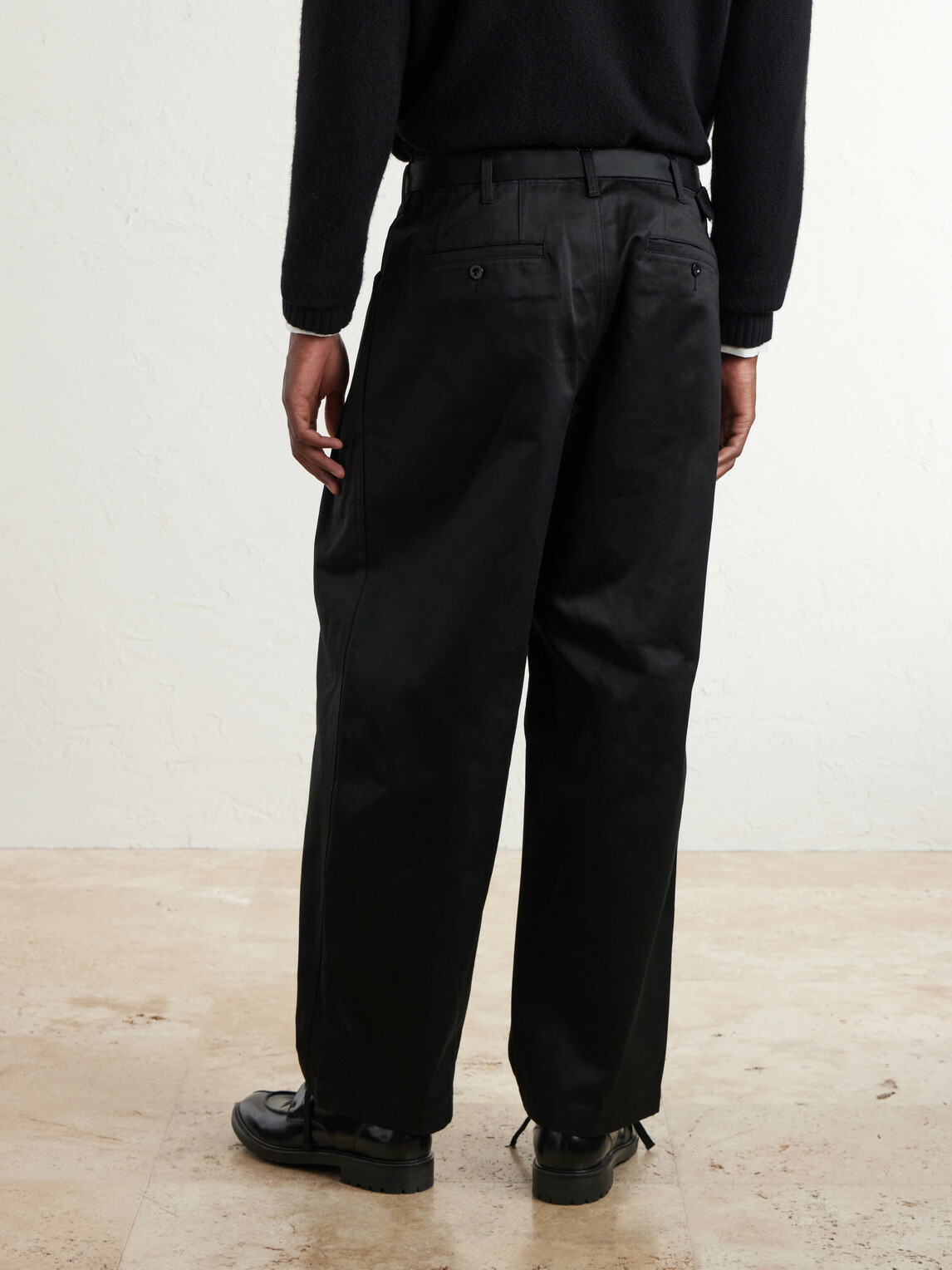 Sacai - Wide-Leg Cotton Chinos - Black