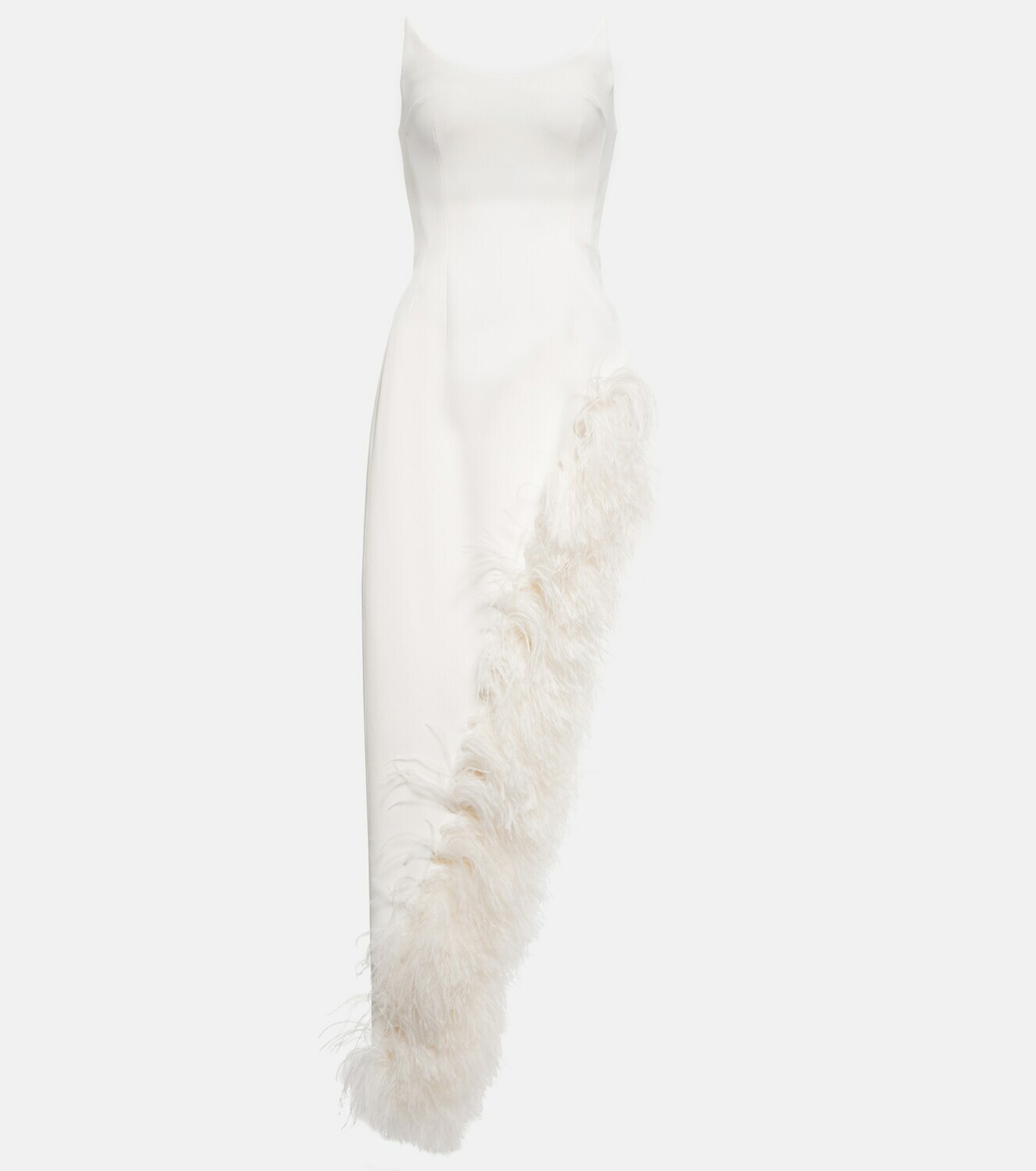 David Koma Feather-trimmed cady gown