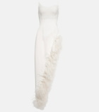 David Koma Feather-trimmed cady gown
