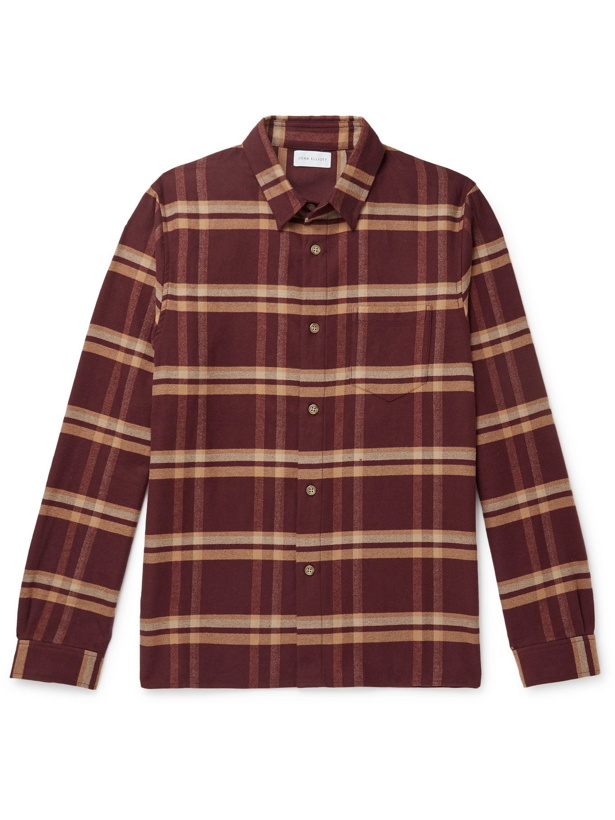 Photo: JOHN ELLIOTT - Checked Cotton-Flannel Shirt - Burgundy - S