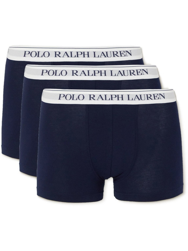 Photo: Polo Ralph Lauren - Three-Pack Stretch-Cotton Jersey Boxer Briefs - Blue