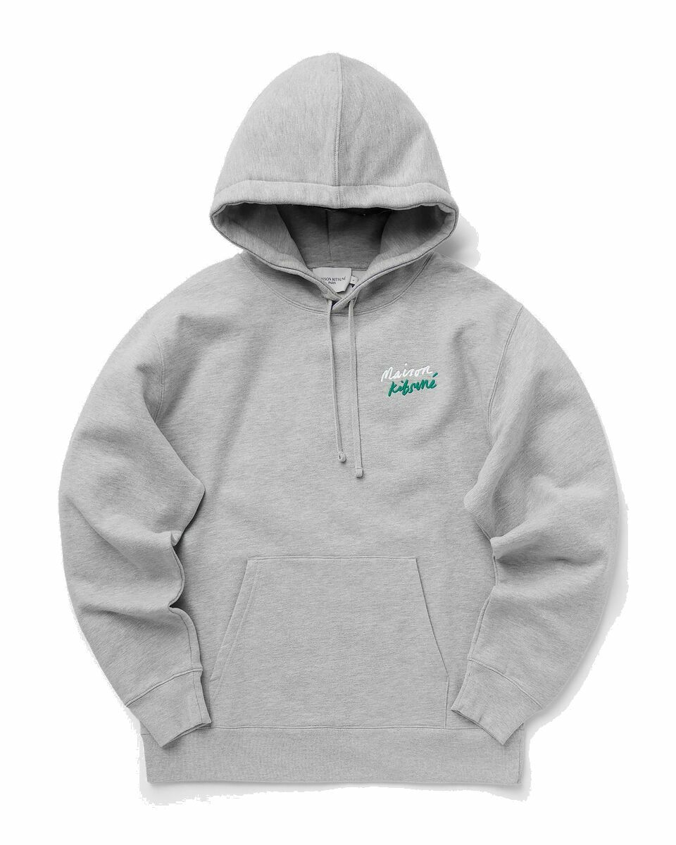 Photo: Maison Kitsune Mini Handwriting Relaxed Hoodie Grey - Mens - Hoodies