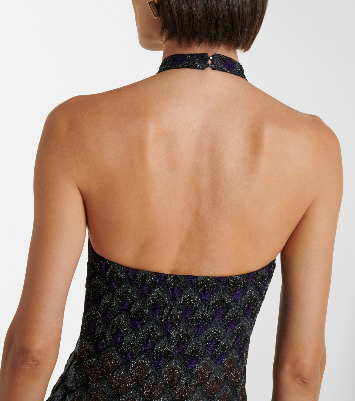 Missoni Halterneck knitted lamé gown