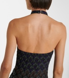 Missoni Halterneck knitted lamé gown