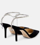 Jimmy Choo - Saeda 85 embellished velvet pumps