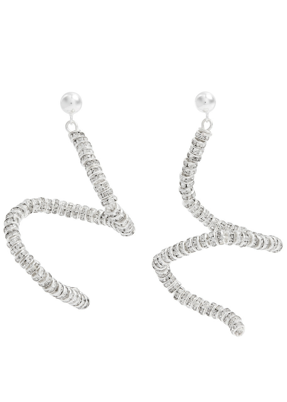 Pearl Octopuss.y Skinny Viper Embellished Earrings - Silver - One Size