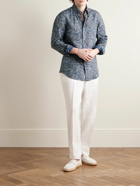 Brunello Cucinelli - Button-Down Collar Paisley-Print Linen-Chambray Shirt - Blue