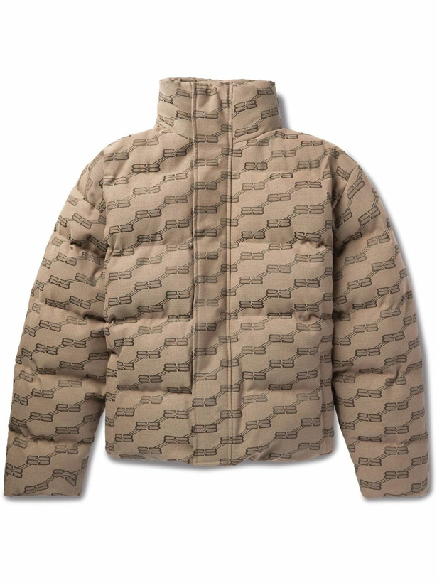 Photo: Balenciaga - Oversized Padded Logo-Jacquard Cotton-Blend Jacket - Neutrals