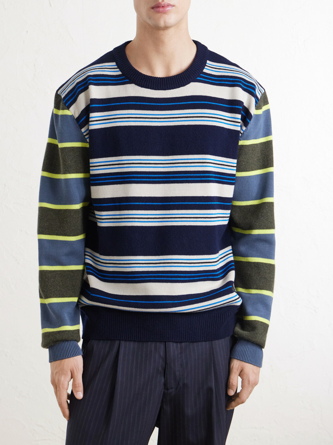 Paul Smith - Striped Wool and Cotton-Blend Sweater - Blue