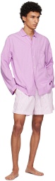 Tekla Pink Stripe Pyjama Shorts