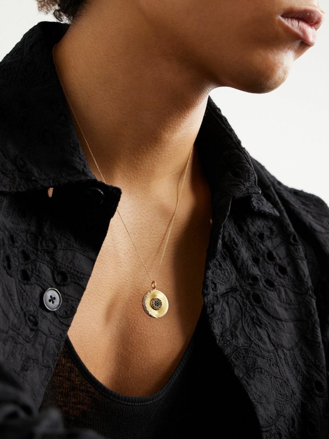 Photo: Ileana Makri - Lunar Eclipse Gold Multi-Stone Pendant Necklace