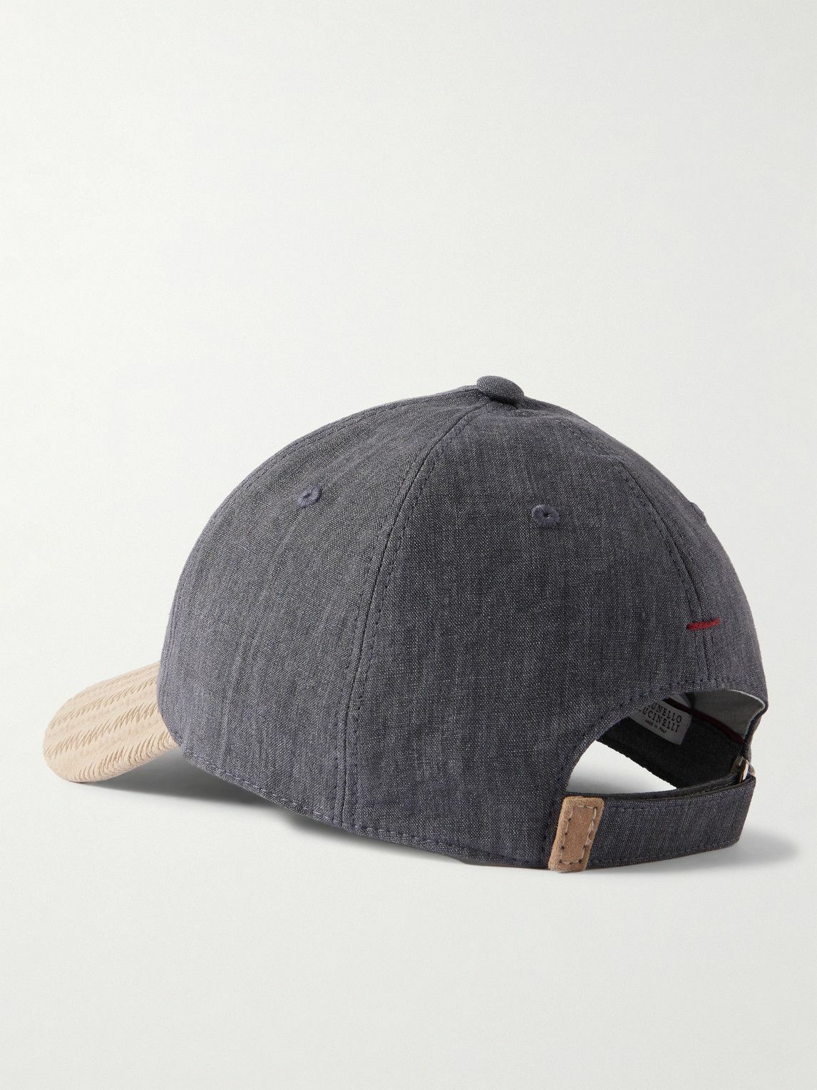 Brunello Cucinelli - Logo-Embroidered Suede-Trimmed Linen