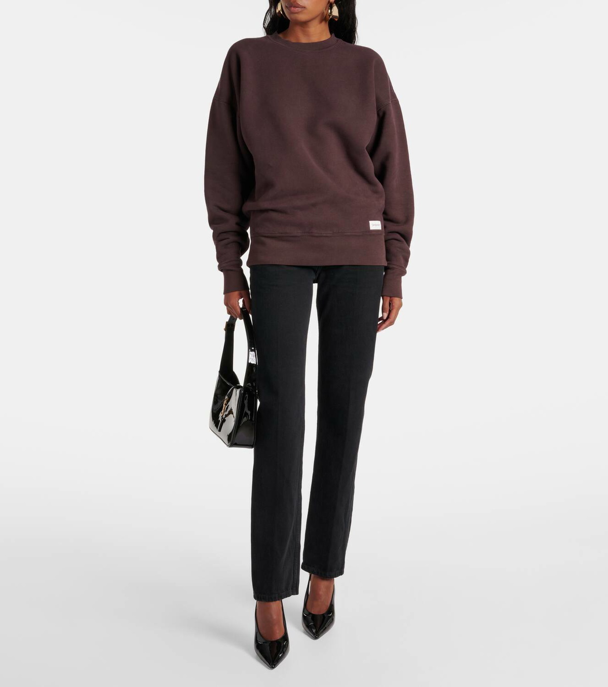 Saint Laurent Logo embroidered cotton sweatshirt