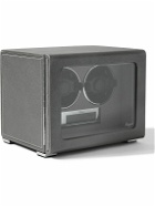 Rapport London - Quantum Duo Leather-Wrapped Cedar and Glass Watch Winder - Gray