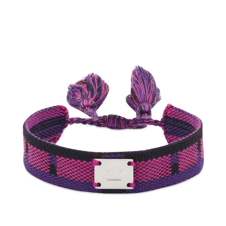 Photo: Acne Studios Amika Face Friendship Bracelet in Fuchsia Pink