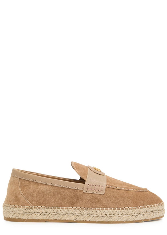 Photo: Valentino Garavani Vlogo Suede Espadrille Loafers Camel
