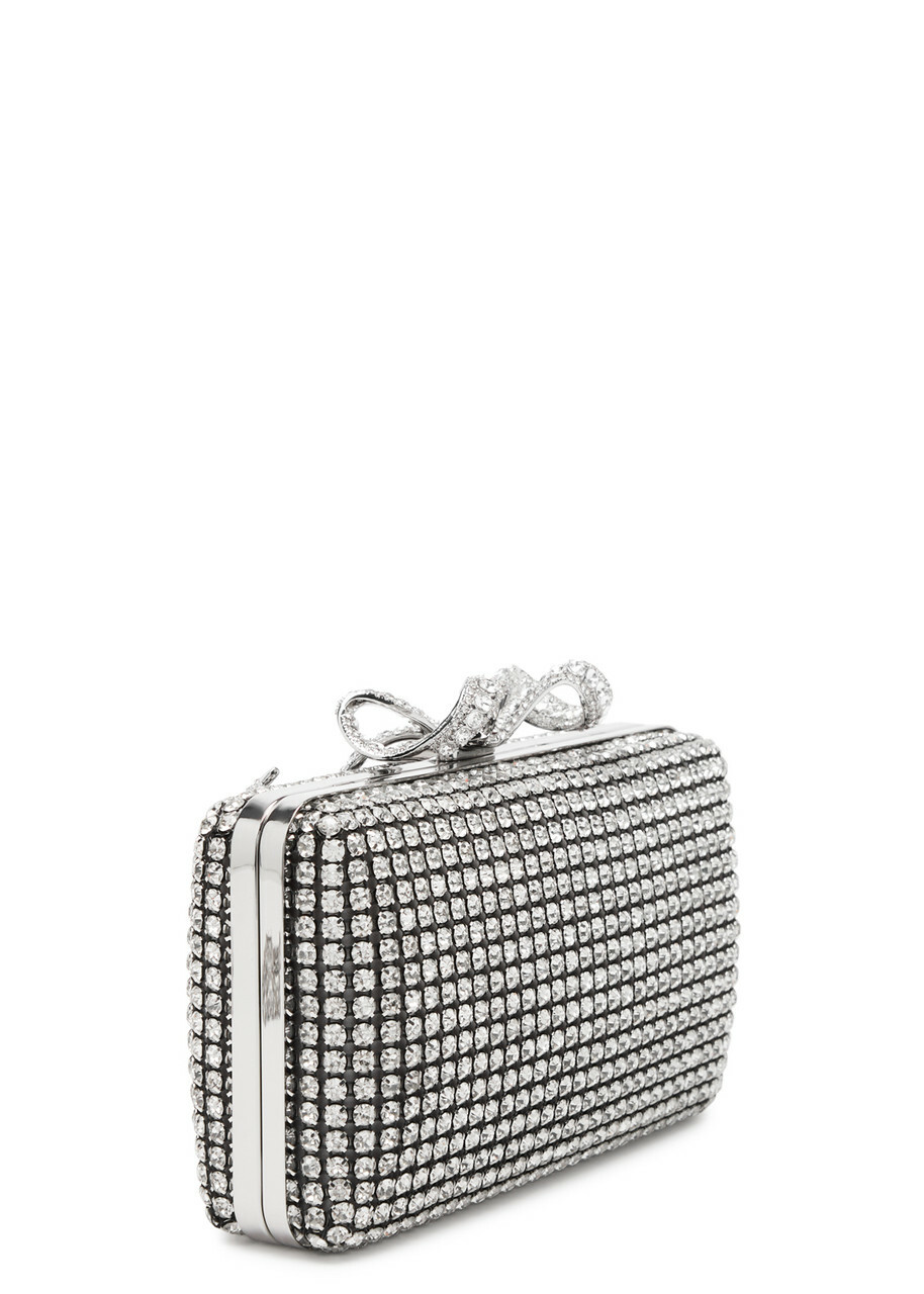 Self-portrait Crystal-embellished Satin box Clutch - Silver - One Size