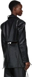 Yuzefi Black Faux-Leather Split Blazer