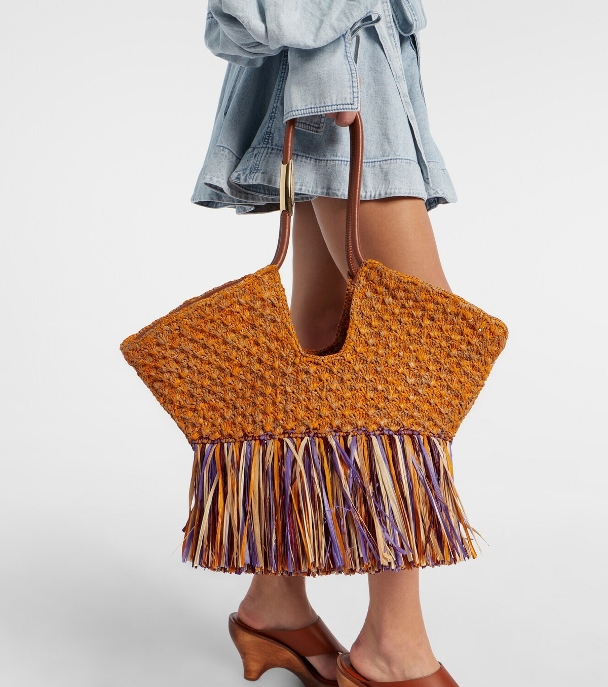 Zimmermann Goldentime Medium raffia tote bag