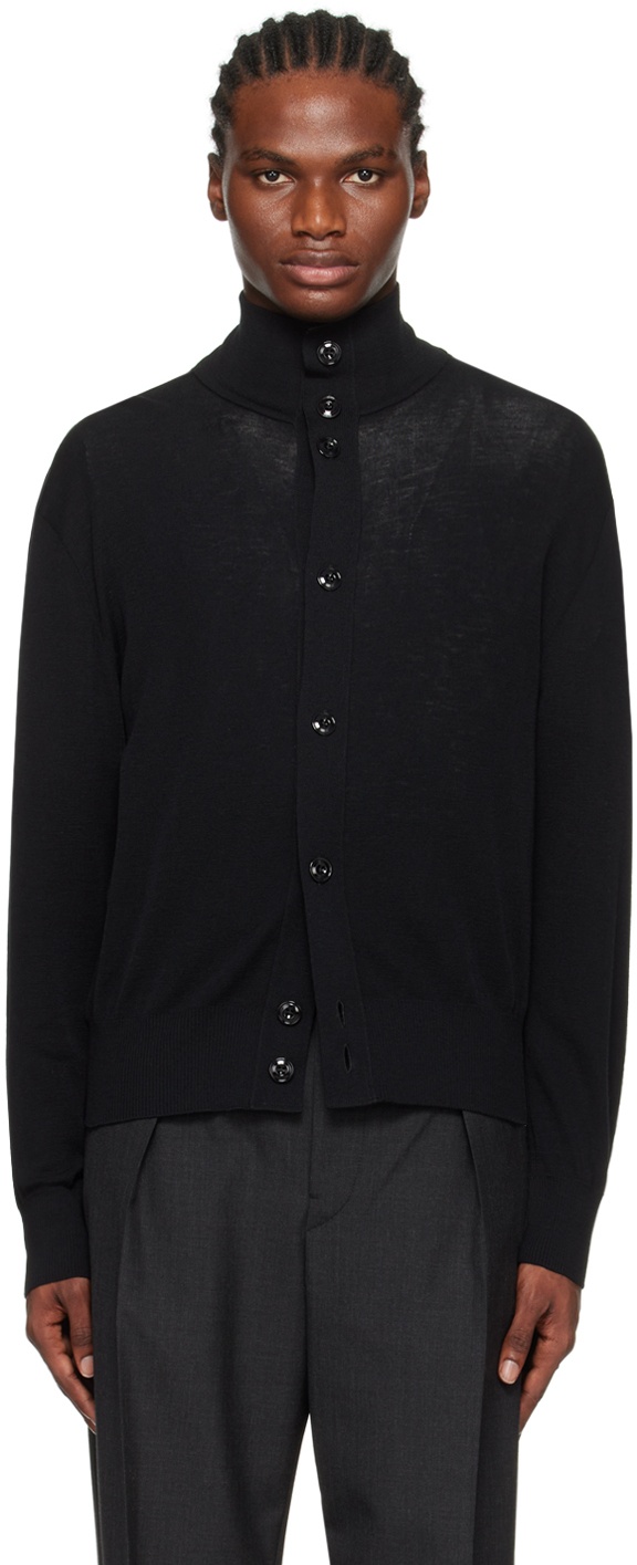 LEMAIRE Black Convertible Collar Cardigan Lemaire