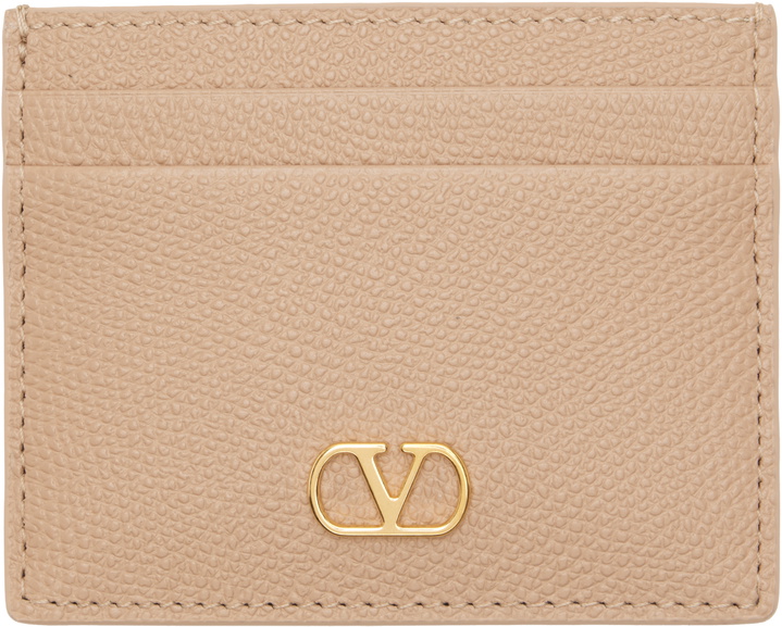 Photo: Valentino Garavani Pink VLogo Signature Grainy Calfskin Card Holder