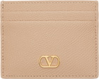 Valentino Garavani Pink VLogo Signature Grainy Calfskin Card Holder