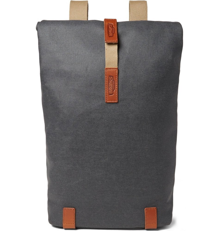 Photo: Brooks England - Pickwick Medium Leather-Trimmed Cotton-Canvas Backpack - Anthracite