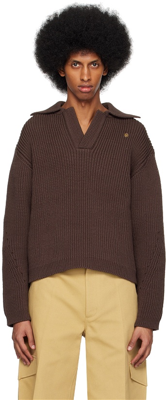 Photo: Recto SSENSE Exclusive Brown Sailor Collar Sweater