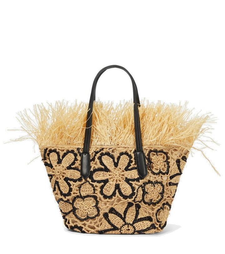 Photo: Oscar de la Renta Floral crochet straw basket bag