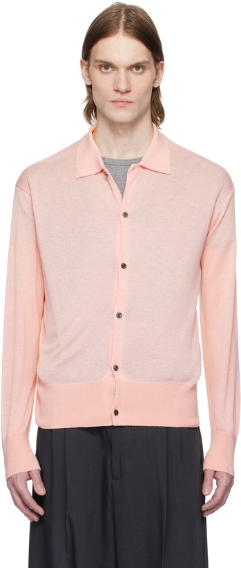Photo: YOKE Pink Silk Cashmere Sheer Cardigan