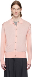 YOKE Pink Silk Cashmere Sheer Cardigan