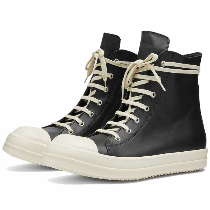 Photo: Rick Owens Men's High Sneakers in Black/Milk