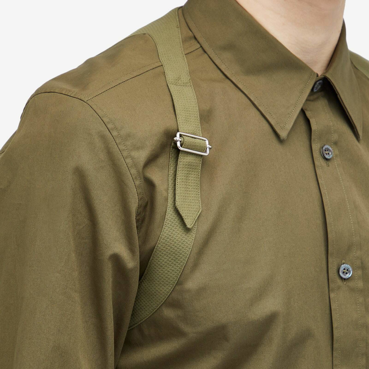Alexander McQueen Men's Harness Shirt in New Khaki Alexander