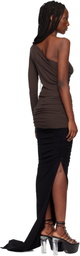 Rick Owens Brown Temple Ziggy Minidress