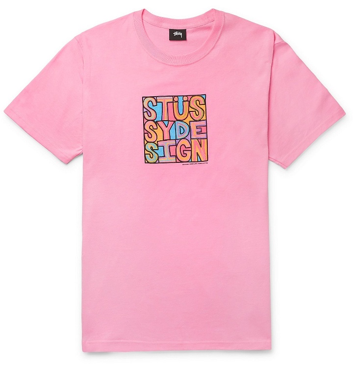 Photo: Stüssy - Clyde Logo-Print Cotton-Jersey T-Shirt - Pink