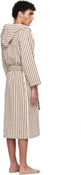 Tekla Off-White & Brown Terry Hooded Bathrobe