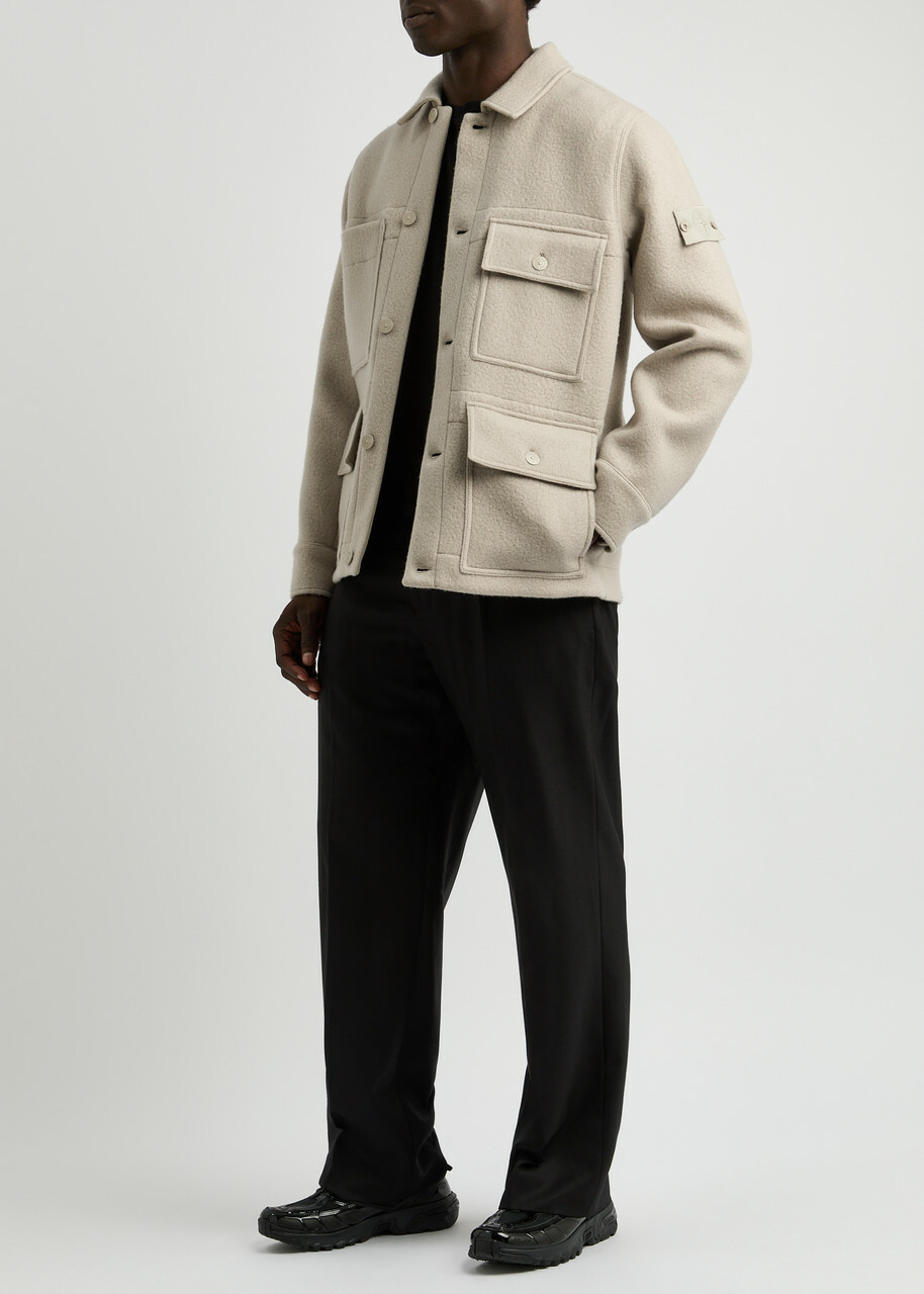 Stone Island Heavy Melton Ghost Wool-blend Jacket Beige Stone Island