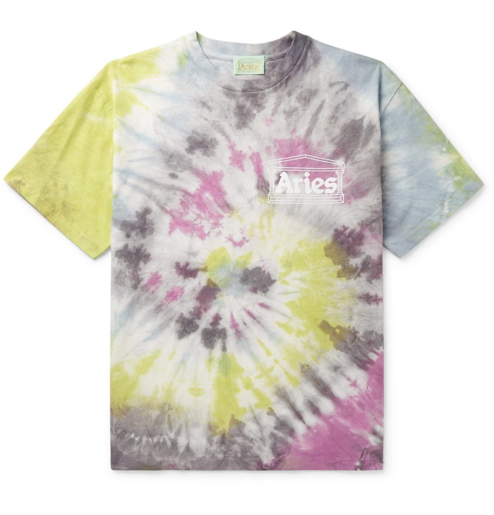 Photo: ARIES - Temple Logo-Print Tie-Dyed Cotton-Jersey T-Shirt - Multi
