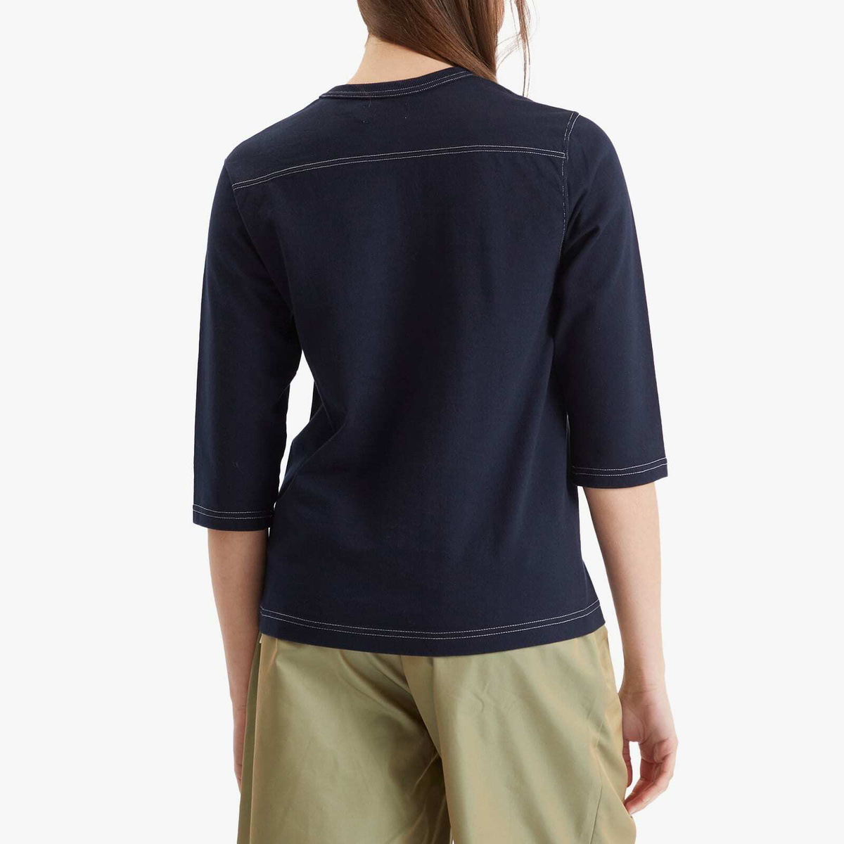 Beams Boy Women's 3/4 Sleeve Football T-Shirt in Navy 