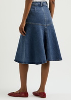Paige Alice Stretch-denim Midi Skirt Blue